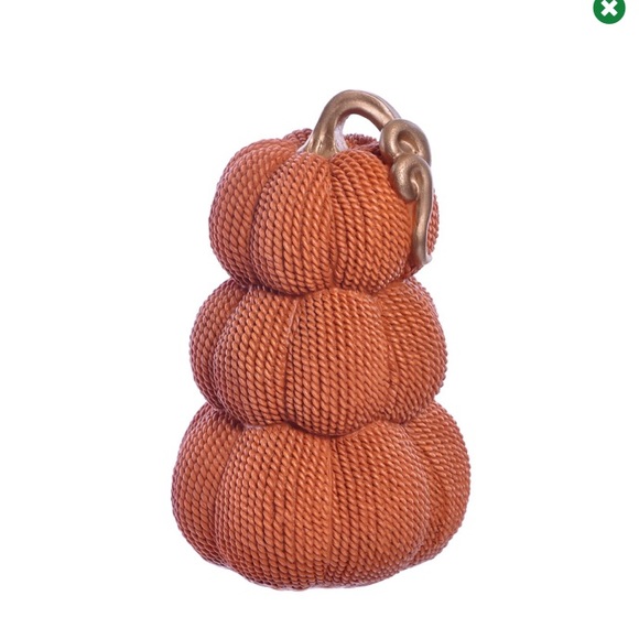 NWT BUNDLE- 2 TRIPLE STACKED TEXTURED ORANGE PUMPKINS GOLD STEMS & WOOD SIGN - Picture 17 of 17